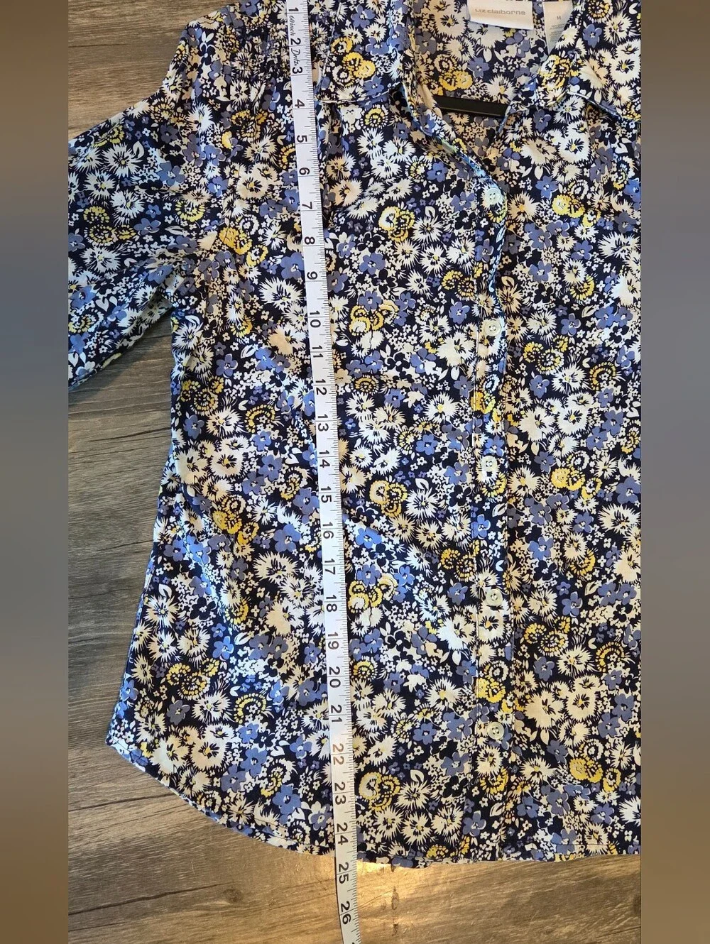 Liz Claiborne long-sleeve floral button-down Cotton Shirt